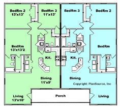 the floor plan for an apartment with two bedroom and one bathroom, which is divided into three