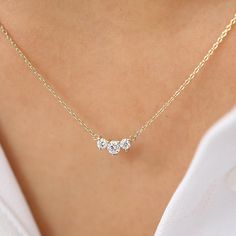 14K Gold Classic Trio Diamond Necklace – FERKOS FJ Small Diamond Pendant, Single Diamond Pendant, Simple Diamond Jewelry, Small Diamond Necklace, Delicate Diamond Necklace, Gold And Diamond Necklace, Diamond Necklace Simple, Diamond Bracelet Design, Diamond Pendent