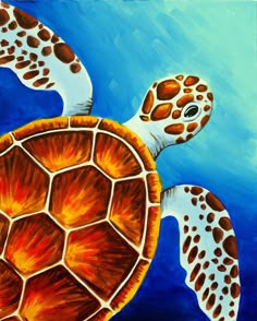 an acrylic painting of a sea turtle