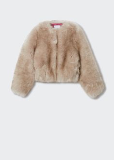 Fur-effect coat - Woman | MANGO USA Statement Pieces Clothing, Mango Faux Fur Coat, 2023 Winter Fashion, Fur Jacket Outfit, Short Fur Coat, Faux Fox Fur Coat, Winter White Outfit, Feather Coat, Short Design