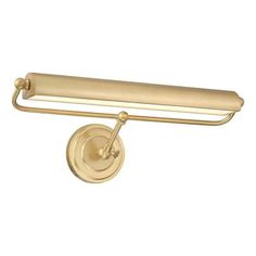 an image of a bathroom light with gold finish on the wall and brass fixtures,