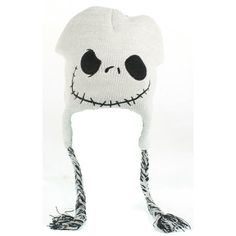 This Jack Skellingtion peruvian knitted beanie is white. It has Jack's face embroidered in front of the beanie. This beanie is full sized and wearable. Product Features  Jack Skellington Beanie  Knitted Peruvian Beanie  One Size Fit Most Adult Gender: unisex. Casual White Acrylic Hat, White Casual Acrylic Beanie, White Acrylic Casual Beanie, Novelty Knitted Beanie, Novelty Knitted Beanie One Size, Casual White Knitted Bonnet, White Winter Beanie One Size, White Acrylic Beanie One Size, Winter Novelty Hat One Size