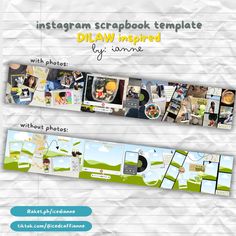 the instagram scrapbook template is designed to look like it has many pictures on it