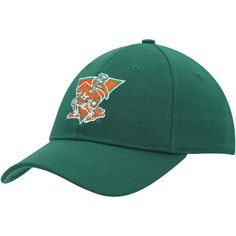 Add a timeless finish to any Miami Hurricanes look with this Vault Slouch hat from adidas. It features a throwback-inspired team graphic across the front and a classic design for added detail. With a relaxed structure and flex design for a perfect fit, this versatile cap is a must-have for any Miami Hurricanes collection. Stretch fit Structured fit Curved bill Stretch-fit Mid Crown One size fits most Brand: adidas Officially licensed Green contrast-color undervisor Material: 97% Recycled Polyest