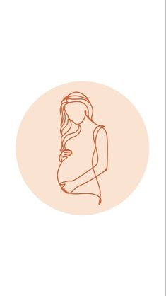 a drawing of a pregnant woman with her hand on her belly, in a circle