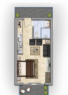 an overhead view of a small apartment