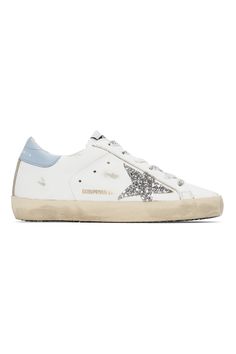 SSENSE Exclusive White & Blue Super-Star Classic Sneakers by Golden Goose on Sale Preppy Shoes, Shoe Wishlist, Goose Shoes, Malibu Barbie, Golden Goose Sneakers, Shoe Inspo, Golden Goose Shoes, Blue Heels, Swag Shoes