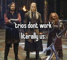 two men standing next to each other with the words,'troiss dont work literally us