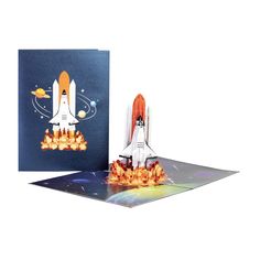 a pop up card with a space shuttle on it