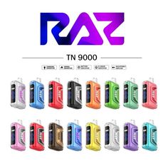 various colors and sizes of electronic devices with the word raz on it's side