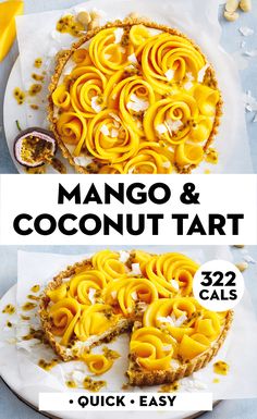 mango and coconut tart with text overlay