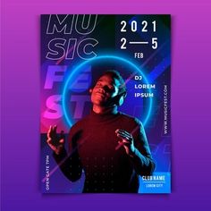 a flyer for a music festival with a man holding a cell phone