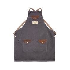 an apron with two pockets on the front and one pocket in the back, is shown