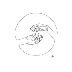 two hands touching each other over a circle