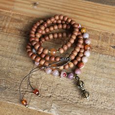 Necklaces - Sandalwood Sacral Chakra Mala Necklace The Sacral Chakra, Sandalwood Mala, Wrist Mala, Carnelian Pendant, 108 Mala Beads, Chakra Necklace, African Turquoise, Chakra Jewelry, Sacral Chakra