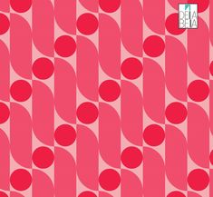 a pink and red wallpaper with circles on the back ground, in an abstract pattern