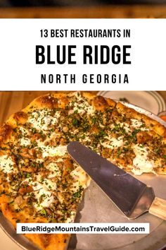 the best restaurants in blue ridge, north georgia with text overlay that reads 13 best restaurants in blue ridge