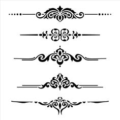 a set of ornate design elements in black and white