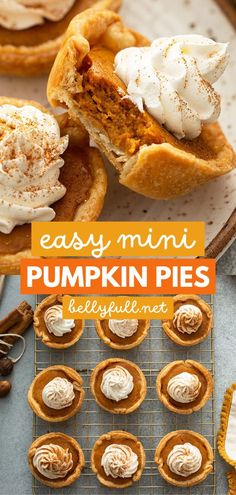 This mini pumpkin pie recipe is super easy! With all the flavors of a traditional pumpkin pie, these mini pies in muffin tins are the perfect individual Thanksgiving dessert. Enjoy this fall food for all your entertaining!