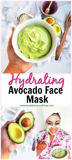 DIY Hydrating Avocado Face Mask - Beautiful Eats & Things Avacado Face Mask, Acne Peel, Avocado Mask, Avocado Face Mask, Green Face Mask, Homemade Facial Mask, Hydrating Face Mask, Diy Acne, Natural Face Mask