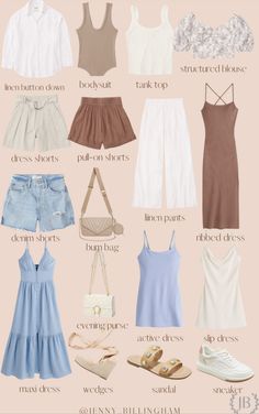 Women From Spain, Summer Basics 2024, 10 Day Vacation Outfits, Honeymoon Capsule Wardrobe, Honduras Outfit Ideas, Outfits For Portugal Spring, Quiet Luxury Beach Outfit, Hamptons Outfit Summer Classy, Spring Tourist Outfit