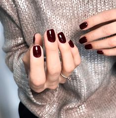 Dark Nail Colors Winter Burgundy, Maroon Gel Manicure, Opi Dark Red Nail Polish Gel, Dark Red Shimmer Nails, Opi Dark Burgundy Nail Polish, Minimal Nails, Casual Nails