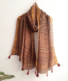 Ajrakh dupatta Beautiful Dupatta, Ajrak Print, Earthy Brown