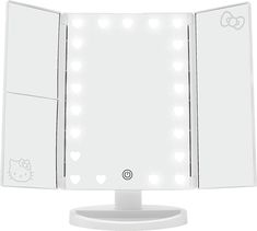 the hello kitty lighted vanity mirror is white