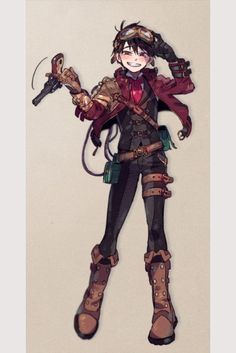 Steampunk Modern Outfits, Cool Fantasy Outfits, Concept Art Character Design References, Oc Inspo Character Inspiration, Artificer Character Design, Steampunk Art Characters, Steampunk Oc, Anime Concept Art, Drawing Reference Character