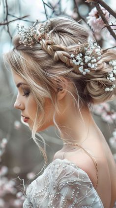 Embrace a boho vibe with these braided updo hairstyles. Perfect for a relaxed and free-spirited look. Save this pin for boho updo ideas! #BraidedUpdo #BohoStyle #AestheticHair Enchanted Hairstyles, Boho Braided Updo, Ethereal Hairstyles, Braided Updo Hairstyles, Fairy Ball, Rapunzel Wedding, Updo Ideas, Boho Updo, Diy Hair Masks