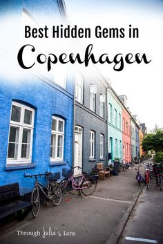 the words best hidden gems in copenhagen are overlaid by colorful buildings