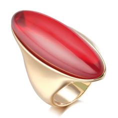 14k Gold Plated Red Crystal Ring Modern Red Rings For Formal Occasions, Modern Red Ring For Formal Occasions, Formal Polished Red Ruby Ring, Formal Red Ruby Ring With Polished Finish, Red 14k Gold Polished Jewelry, Red 14k Gold Jewelry With Polished Finish, Modern Red Ruby Jewelry, Formal Red Rings, Red Round Rings For Formal Occasions