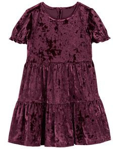 So festive, soft and on trend for winter, your girl will be holiday ready in this velour dress complete with little puff sleeves and a tiered style. Deep Purple Dress, Plum Dress, Velour Dress, Puff Sleeve Dress, Holiday Ready, Dress Purple, Puffed Sleeves Dress, Toddler Girl Dresses, Shop Clothing