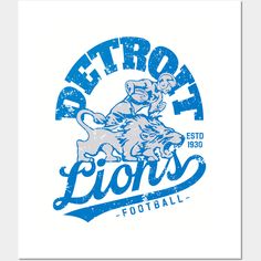 the detroit lions football team is depicted in this blue and white t - shirt design