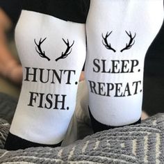 Socks, Hunting, Fathers Day Gift, Gift for Dad, Funny Gifts, Hunt Fish Sleep Repeat, Hunting Gift, G Hunting Gifts For Boyfriend, San Dimas, Socks Gift, Hunting Gifts, Custom Socks, Gift For Husband, Gift Exchange, Casual Socks, Hunting Fishing