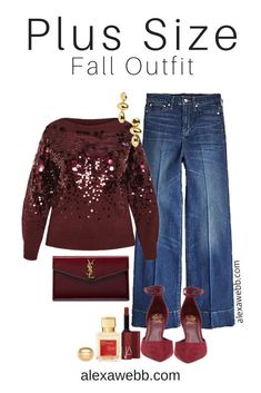 Plus Size Burgundy Sequin Sweater Outfit great for the holidays or a night out. Alexa Webb Plus Size Christmas Outfit Party Casual, Sequin Sweater Outfit, Plus Size Christmas Outfit Party, Moms Night Out Outfit, Christmas Outfit Party, Plus Size Holiday Outfits, Burgundy Blazer Outfit, Fall Plus Size Outfits, Plus Size Christmas Outfit