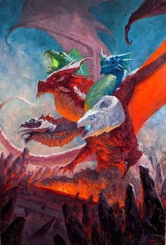 Tiamat Dragon, Mtg Art, Dnd Dragons, Dragon Rpg, Cool Dragons, Forgotten Realms, Cool Monsters, Beautiful Dragon, 다크 판타지