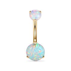 PRICES MAY VARY. ✿Classical Opal Design✿:1PC titanium belly button ring, white opal inlaid gold belly rings, very shiny, make you be unique and attractive everyday. . ✿Regular Size✿:14 Gauge=1.6mm, 10mm bar length,opal size 5mm/8mm, comfortable size, suitable for most people. ✿Safe Material✿: Titanium and opal, shiny and elegant, hypoallergenic and nickel free. ✿Smooth Surface✿: High polished bar surface, lightweight and comfortable to wear, You can deserve it.❤ Excellent Internal Screw Thread❤ Gold Belly Rings, Titanium Belly Ring, Opal Belly Ring, Titanium Belly Button Rings, Navel Piercing Jewelry, Gold Belly Ring, Helix Piercing Jewelry, Belly Piercing Jewelry, Belly Button Jewelry