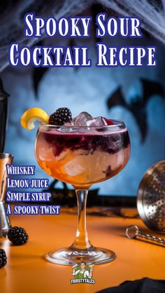 the cover of spooky sour cocktail recipe