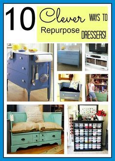 10 clever ways to repurpose dressers with pictures and text overlaying them