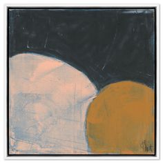 an abstract painting with black, yellow and white colors