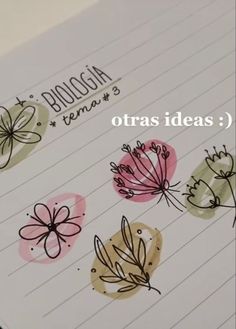 an open notebook with flowers drawn on it and the words, blogga terras ideas