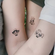 Powerful Trio Tattoo Sister Tattoos For 3 Meaningful Quotes, Three Sister Tattoo Ideas, Tattoos For Three Sisters, Bubbles Tattoo Powerpuff, Bubbles Powerpuff Tattoo, Three Sisters Tattoo, Tattoo Bubbles, Sister Tattoos Unique, Three Sister Tattoos