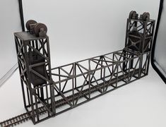 a model of a train track with two trains on it