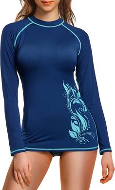 PRICES MAY VARY. TSLA Original Rashguard Series designed specifically for water sports and surfing. Washing Tip : Wash separately before wearing. [Materials] Mix of Polyester & Spandex fabric is excellent stretchable. [Sun Protection] Durable high-density fabric protects against rashes, abrasions, and harmful UV Rays. (UPF50+) [Flatlock Seams] Flatlock seams with minimum stitch allow a smooth silhouette and comfortable fit. [Board Short Connector] It can be secured to prevent the boardshorts fro Surf Long Sleeve Shirts, Fit Board, Aloha Print, Rashguard Swimsuit, Rash Guard Women, Beach Surf, Polyester Spandex Fabric, Swim Shirts, Swimsuit Cover Ups