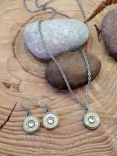 Jewelry Set - Stainless Bullet Necklace & Earring Set