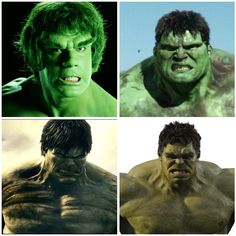 four different pictures of the same character in avengers 4, including hulk and thors