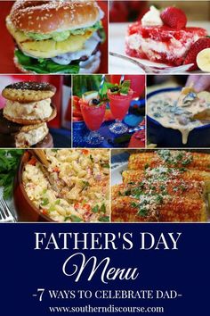 father's day menu with images of different foods