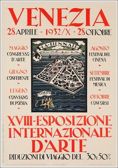 an advertisement for the venice international art fair, with words written in italian and english