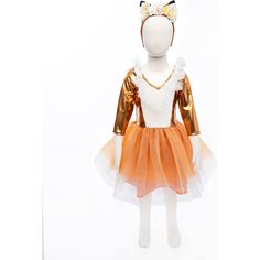 Woodland Fox Dress with Headpiece - Great Pretenders Pretend Play, Play Tents & Vanities | Maisonette Kids Fox Costume, White Cloak, Elegant Sleeves, Fox Costume, Fabulous Fox, Magical Mermaid, Fox Dress, Play Tents, Vibrant Dress